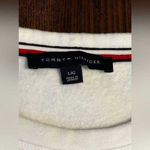 TOMMY HILFIGER‎ Logo Flag Crew Neck Sweatshirt Women's L classic white preppy - Picture 4 of 13